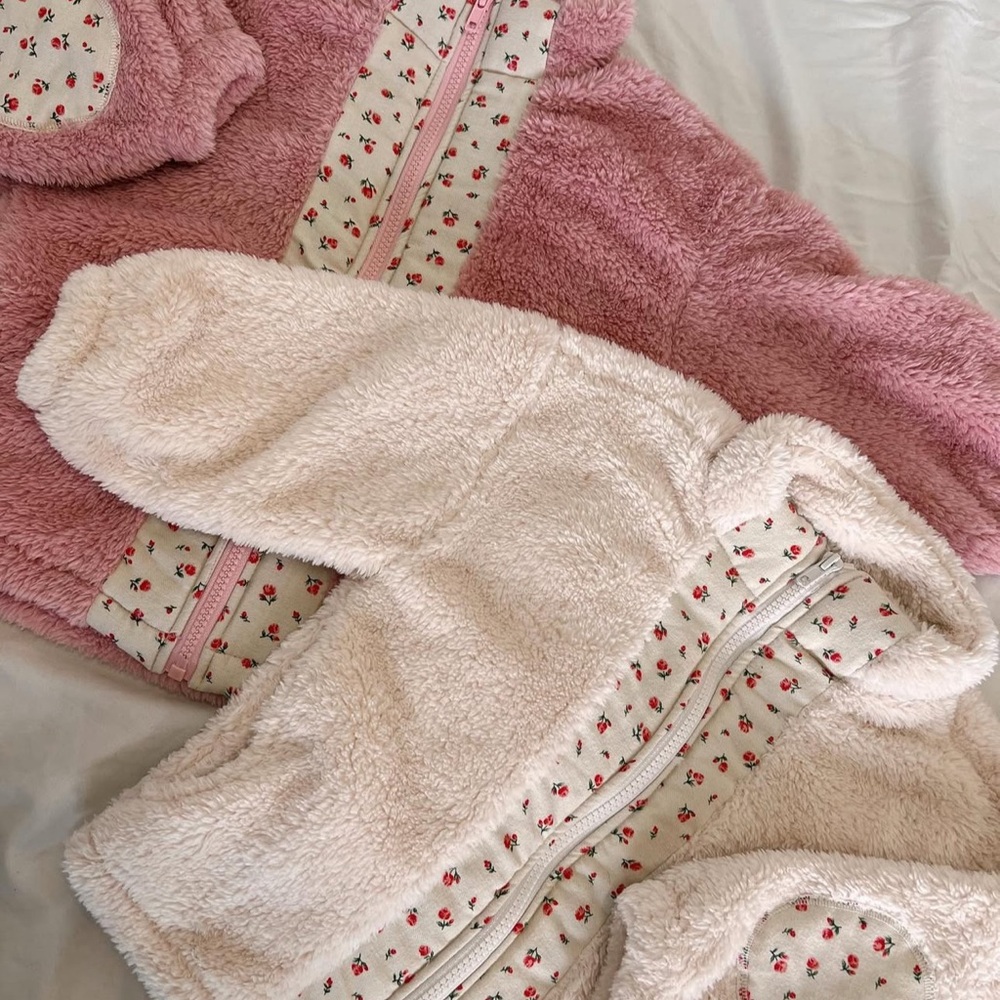 Sun Peony Coconut Rosy Fleece in Cream